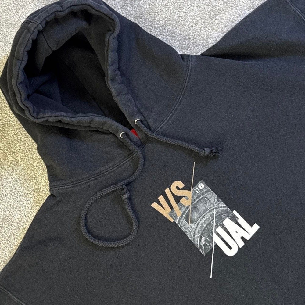 V/SUAL Black Heavyweight Hoodie Roman Architecture Graphic Men's XL Streetwear